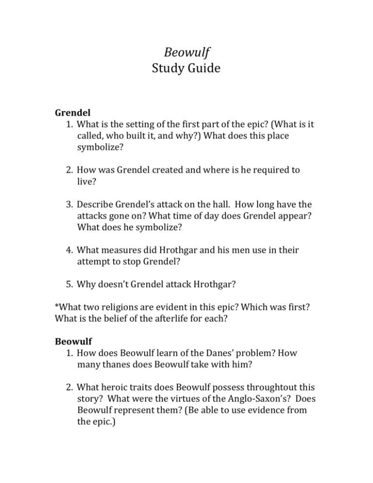 Beowulf Study Guide