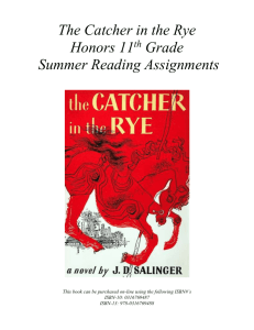 English 11 Catcher in the Rye Summer Reading with rubric