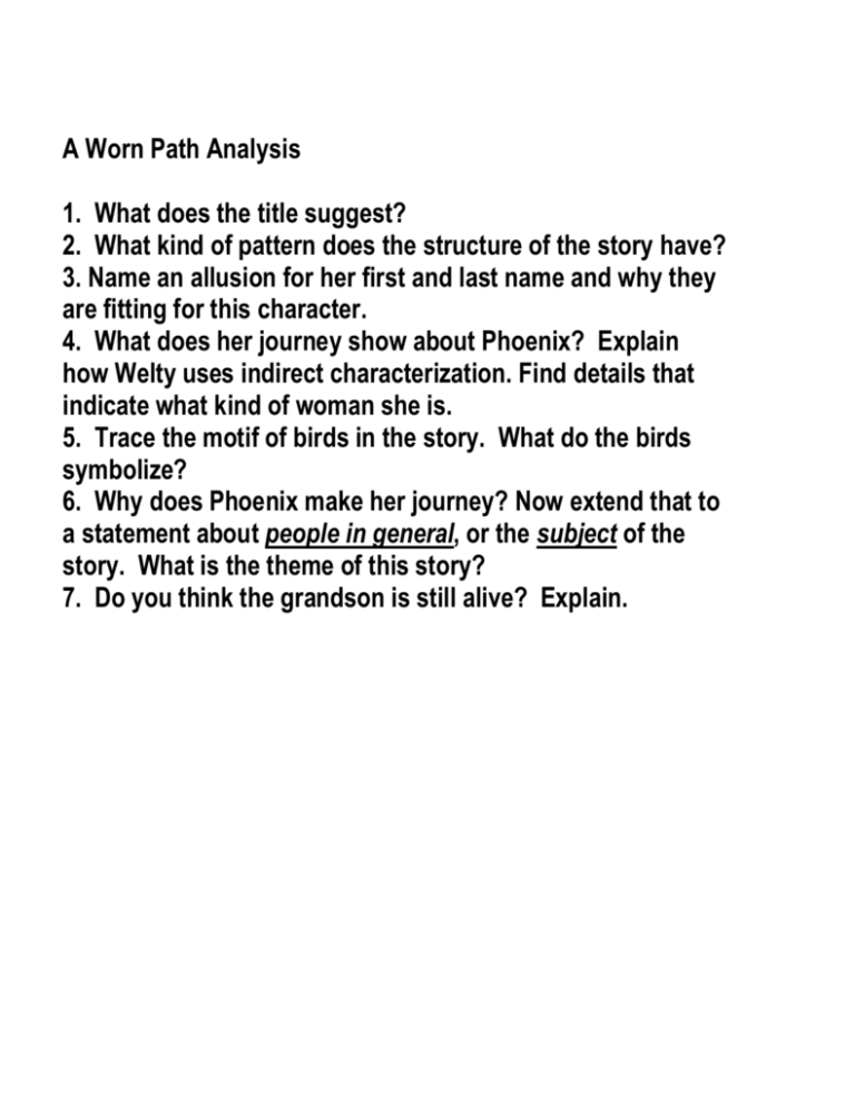 eudora welty a worn path analysis