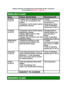 Weekly Schedule of Assignments and Activities for TEACHER NAME