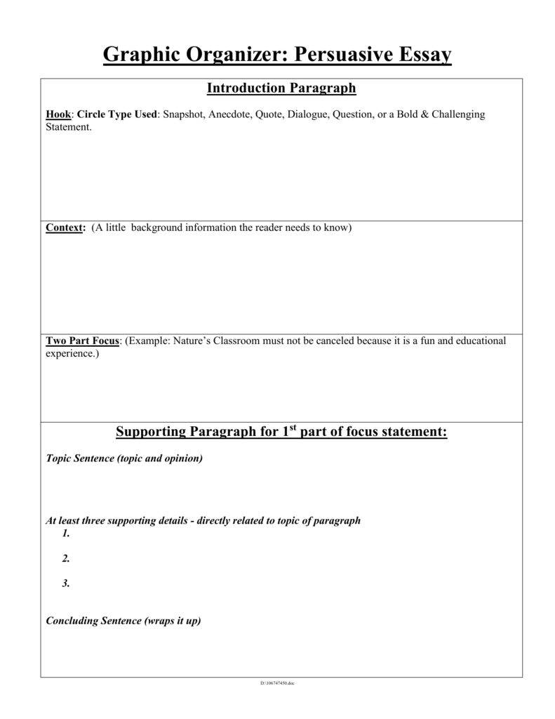 persuasive essay introduction graphic organizer