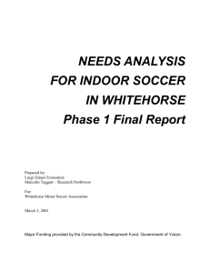 Needs Analysis for Indoor Soccer in Whitehorse