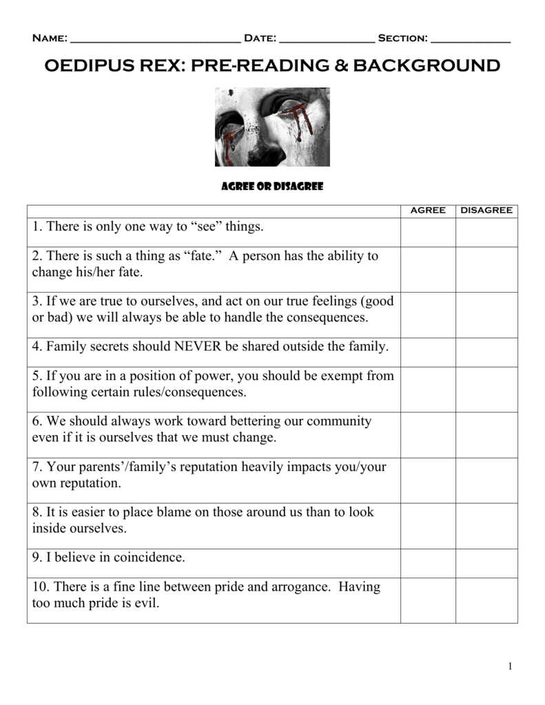 Oedipus the king activities