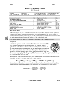 Experiment C2: Acid-Base Titration (pH Sensor)