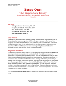 Essay 2: Sustainable Food | Sustainable Agriculture
