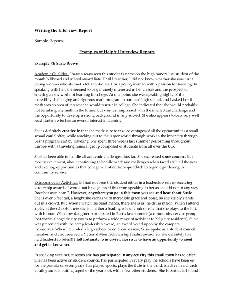 Interview Report Template