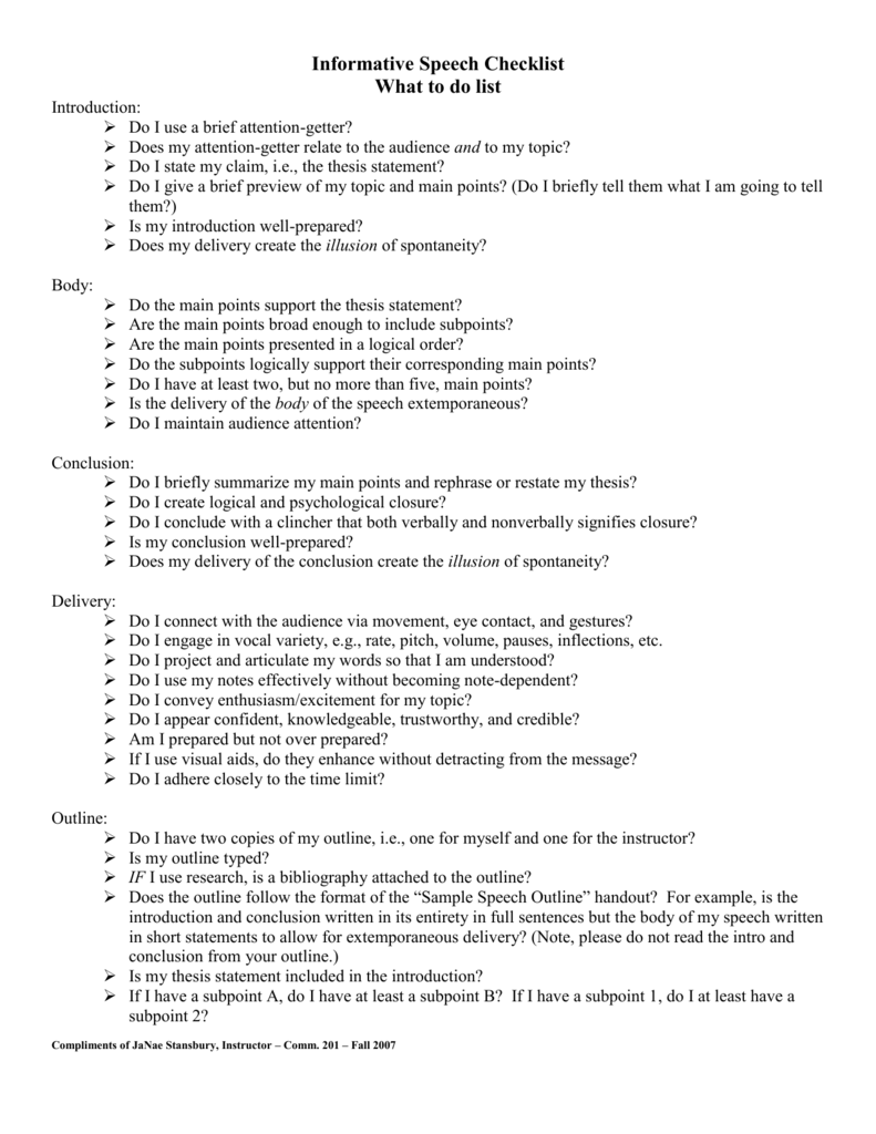 informative-speech-checklist