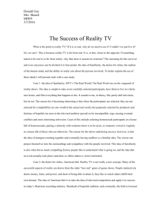 The Success of Reality TV - Donald Guy`s WIP Project
