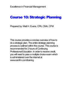 Strategic Planning - Excellence in Financial Management