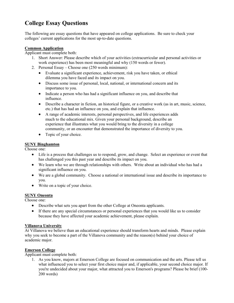 essay questions for experience