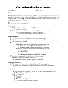 CAUSE AND EFFECT PEER EDITING CHECKLIST