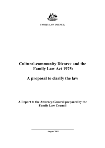 Cultural-community Divorce and the Family Law Act 1975