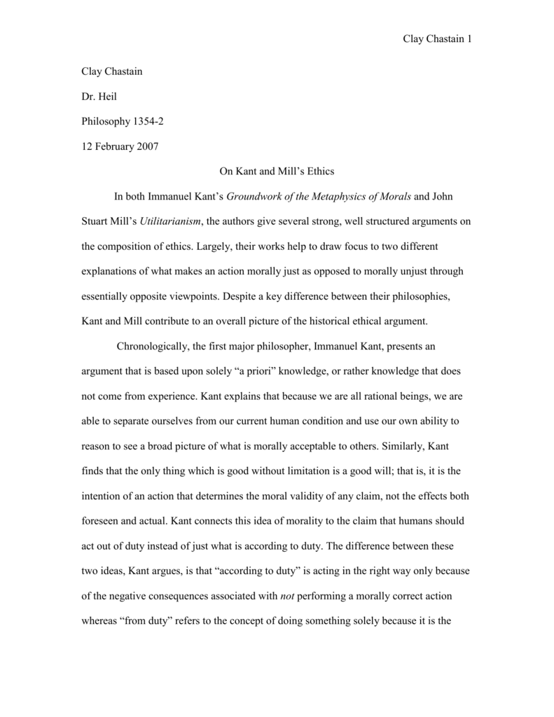 Реферат: Kant And Utilitarianism Essay Research Paper First