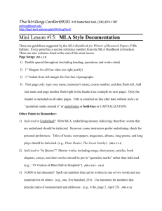 Mini lesson #15: MLA Style Documentation