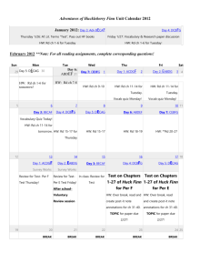 Adventures of Huckleberry Finn Unit Calendar 2012