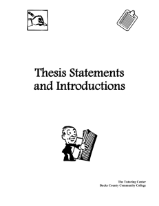 BCCC Tutoring Center Thesis Statements and Introductions The