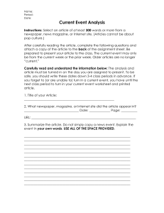 Current Events Analysis Worksheet - Mrs. Aguilar