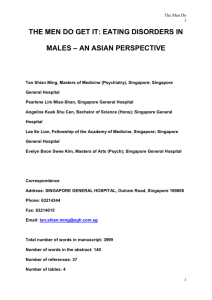 EATING DISORDERS IN MALES – A SINGAPORE PERSPECTIVE