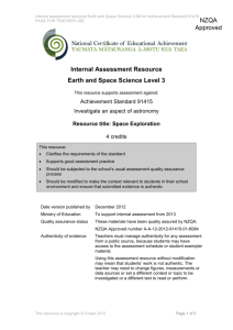 Level 3 Earth and Space Science internal assessment resource