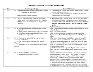 Essential Questions – Pilgrims and Puritans Date Essential Question
