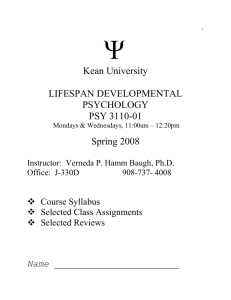 Lifespan Developmental Psychology (Psy 3110-02)