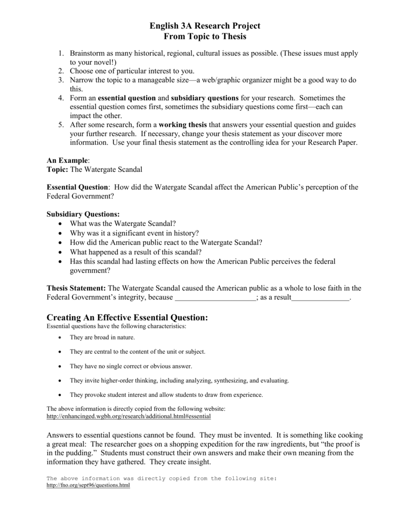 Watergate scandal research paper topics