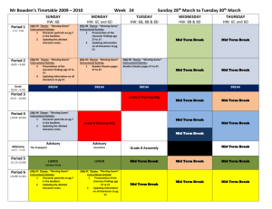 Mr Bowden`s Timetable 2009 – 2010 Week 24 Sunday 28th March