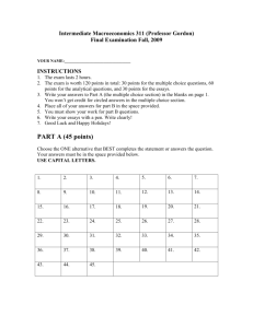 Intermediate Macroeconomics 311 (Professor Gordon)