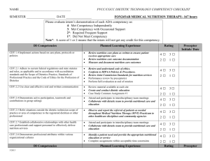FON245 Dietetic Internship Curriculum and Evaluation2012