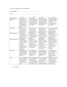 Frankenstein Bioethics Project Essay Rubric