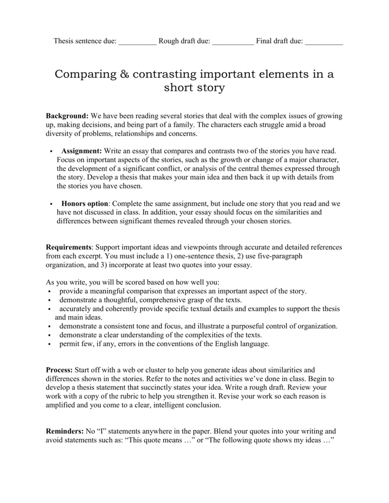 compare and contrast thesis examples