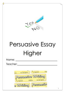 Persuasive Booklet – Higher