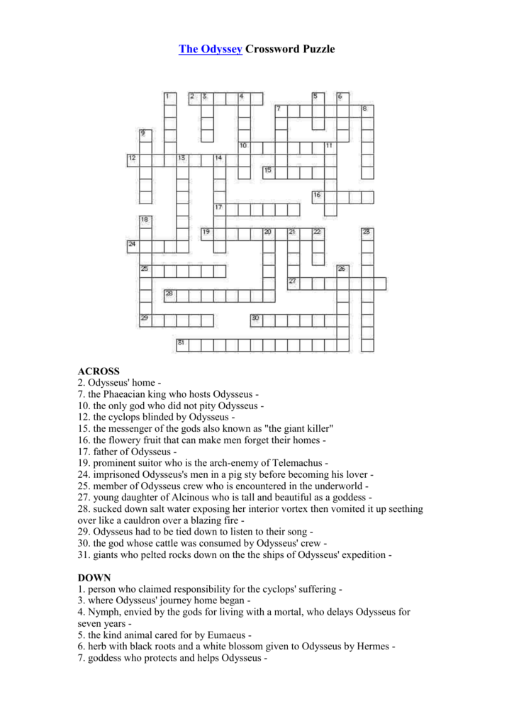 Odyssey Crossword 1 12