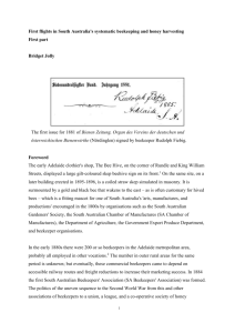 First flights in South Australia`s systematic beekeeping and honey
