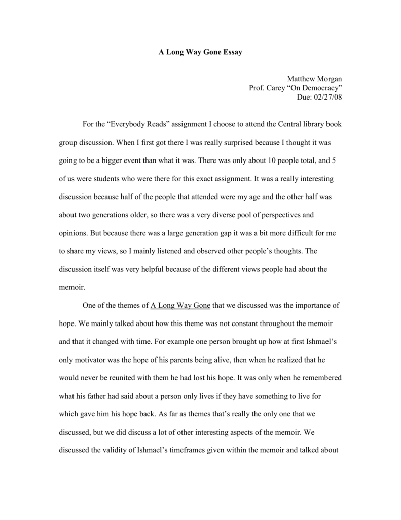 essay about a long way gone