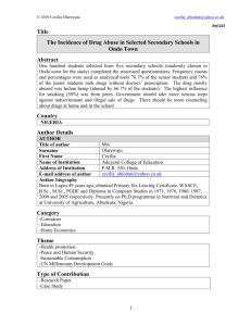 THE INCIDENCE OF DRUG ABUSE IN SELECTED SECONDARY