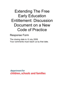 Extending The Free Early Education Entitlement
