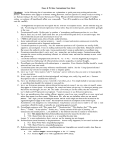 Essay & Writing Conventions Note Sheet Directions: Use the