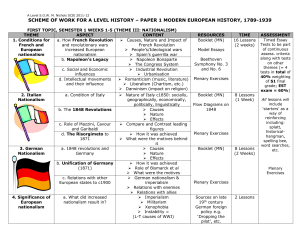 scheme of work for a/slevel history – paper 1 modern european