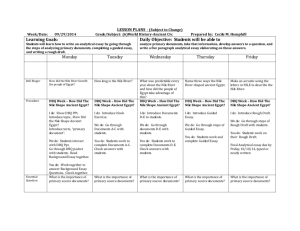 LESSON PLANS - (Subject to Change) Week/Date: 09/29/2014