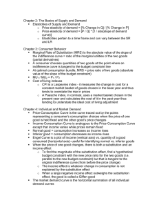 Chapter 2: The Basics of Supply and Demand Elasticities of Supply