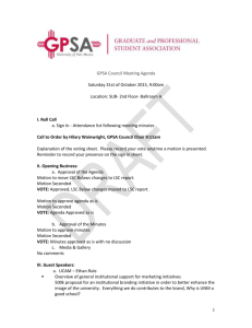 GPSA Council Meeting Agenda Saturday 31st of October 2015, 9