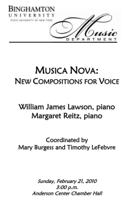 Musica Nova: New Compositions for Voice William James Lawson