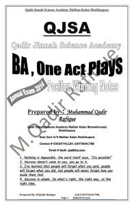 ONE ACT PLAYS - Al-Qadir Jinnah Science Academy