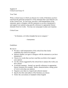 Critical Lens All My Sons Points Your Task Write A Critical Essay Critical Lens Essay English Essays For Students also Essay Writing High School Topics For Synthesis Essay