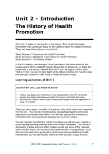 Unit 1 – What is Health Promotion