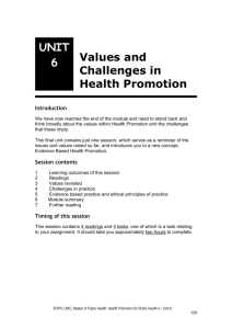 Values and Challenges in Health Promotion