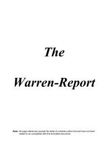 Warren Report: Table of Contents