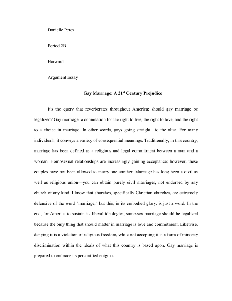 Реферат: Legalizing Homosexual Marriages Essay Research Paper For