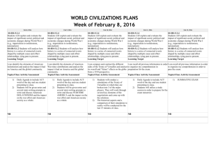 WORLD CIVILIZATIONS PLANS Week of February 8, 2016 Feb 8